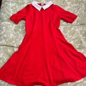 Aphratti Women's Short Sleeve Peter Pan Collar Skater Dress Fit and Flare